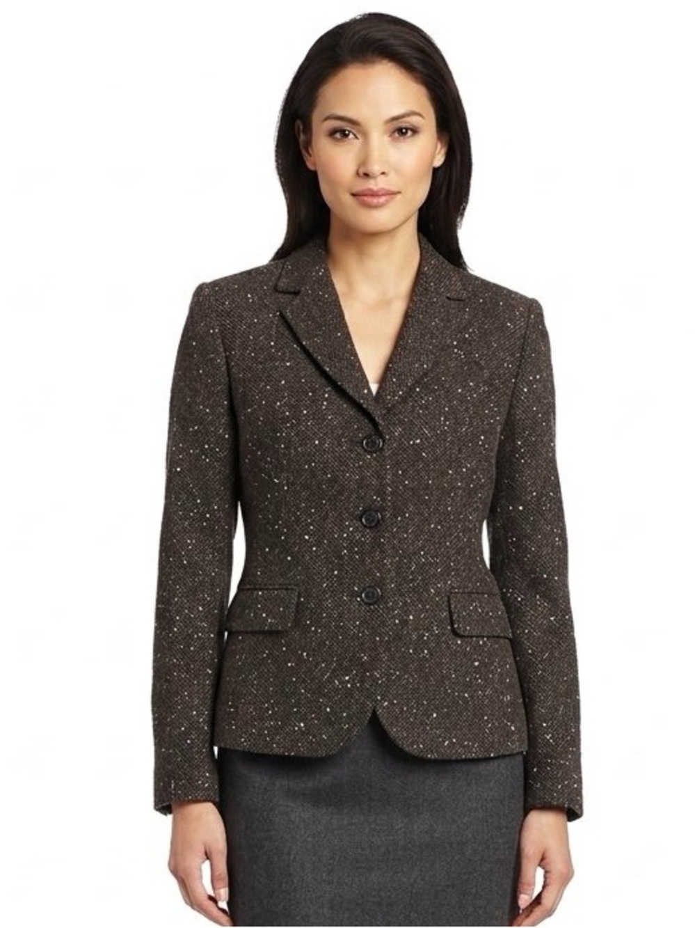 JONES NEW YORK Vintage Petite Brown English Tweed Blazer Riding 6p NWOT